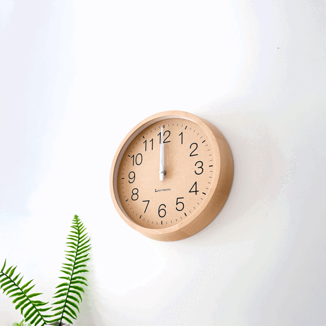 KATOMOKU muku clock 2 ナチュラル km-45NA 掛け時計 木製 無垢材