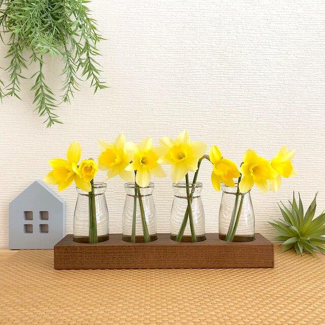 KATOMOKU Kabin 4set ブラウン km-56BR 花瓶 木製 インテリア