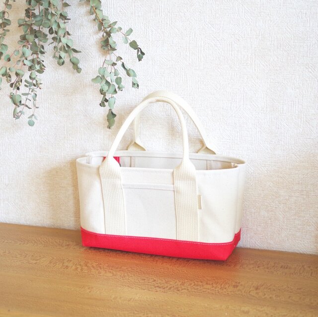 【受注制作】帆布 トートバッグ S キナリ×イチゴの画像1枚目