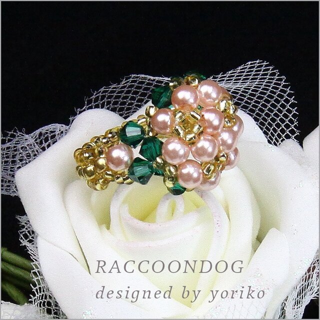 再販）はんなり桜（パールとスワロフスキーの桜のビーズリング