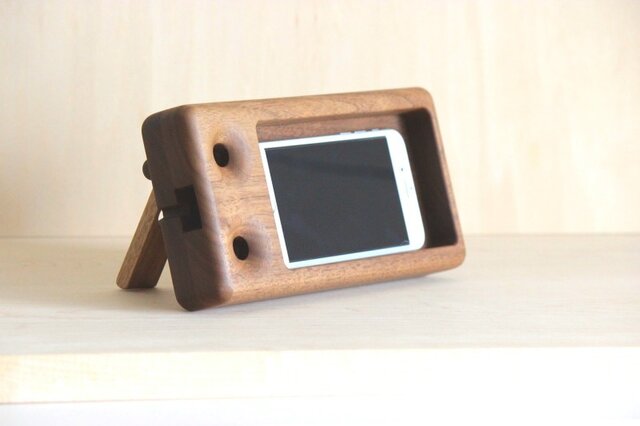 ウォールナット スマホスタンド スピーカー P4の画像1枚目