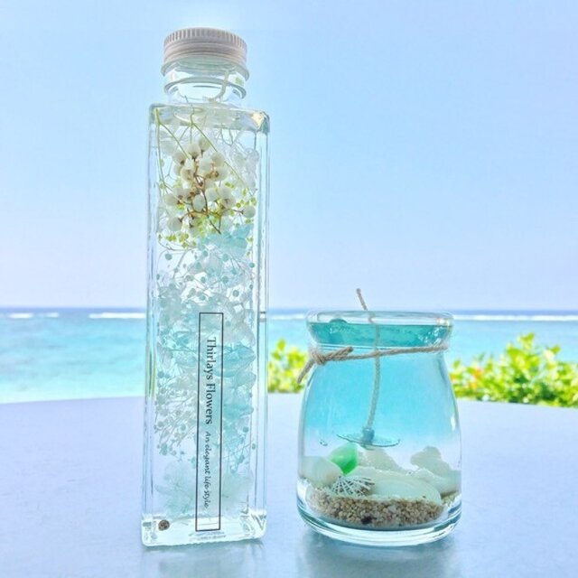 白砂ビーチのアロマキャンドル&ハーバリウムの画像1枚目