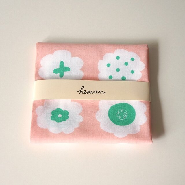 フラワークッキー てぬぐい（ ペールピンク × ミントグリーン ）