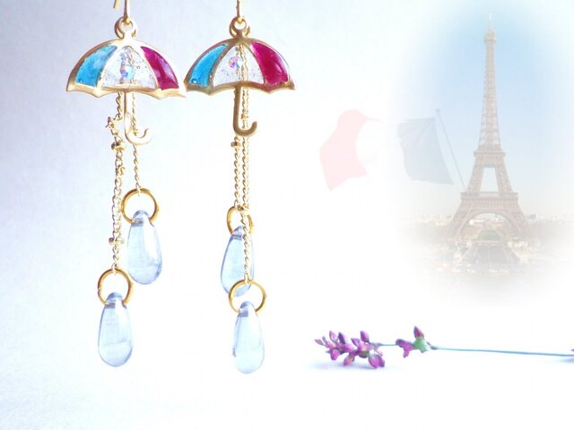 再)☂UMBRELLA Earrings *トリコロール*の画像1枚目