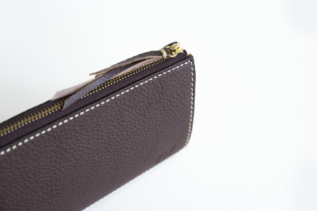 1990_2000年代 Label社製 Longaモデル ブラウンレザー※写真右 姫路産 グロスシュリンクレザー L字ファスナー長財布 牛革