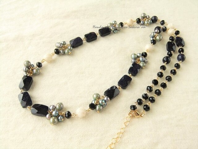 Necklace ブルーゴールドストーン(N1123)の画像1枚目