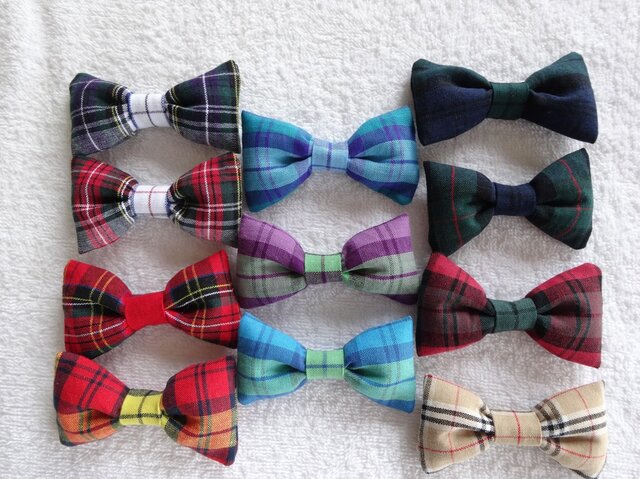 8・ハンドメイド☆ヘアゴム　チェック柄 タータンチェックのリボンのヘアゴム | iichi 日々の暮らしを心地よく