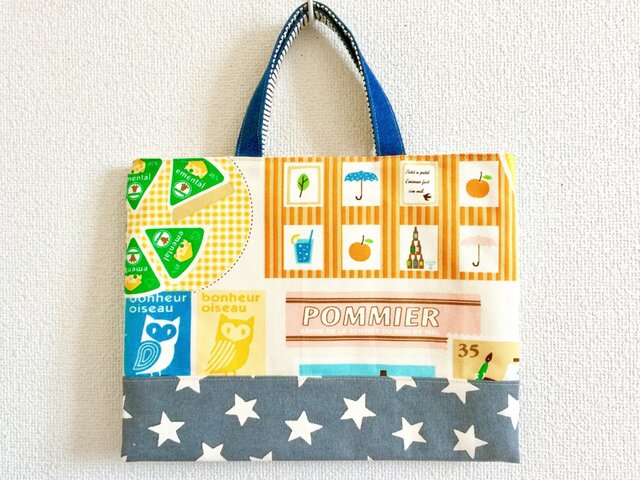 ポップな帆布のおけいこバッグ❷【絵本袋】の画像1枚目