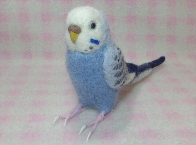 リアルサイズ♪ セキセイインコ ライラックオパ－リン 羊毛フェルト