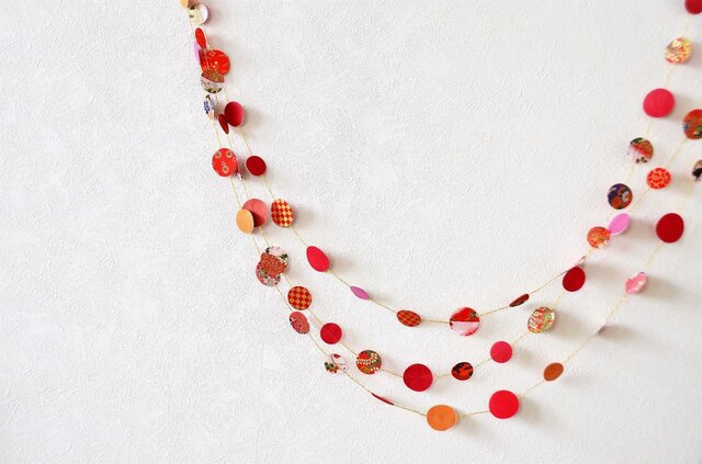 和風ガーランド 赤 | iichi 日々の暮らしを心地よくするハンドメイドや