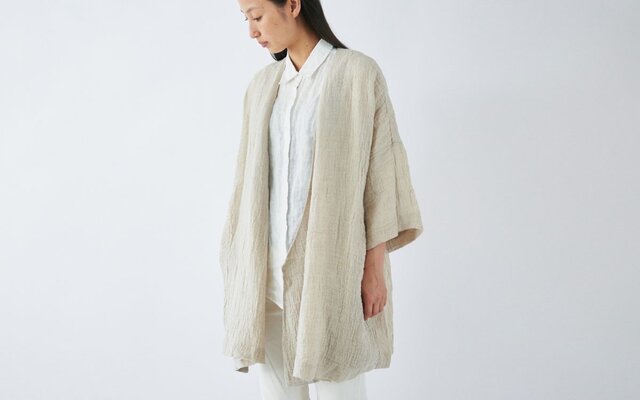 【送料無料】enrica linen coat / naturalの画像1枚目
