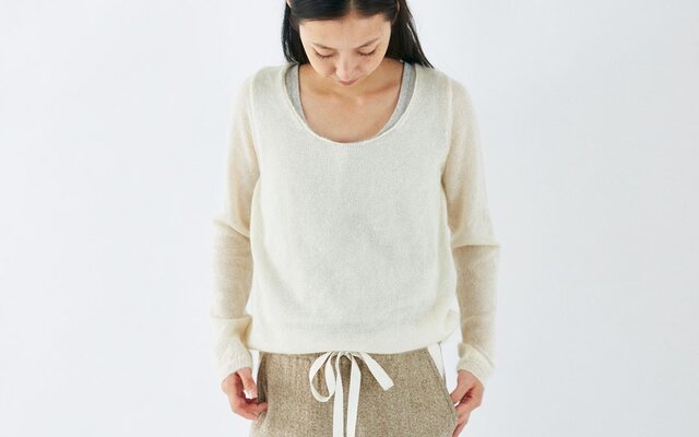 enrica mohair&silk knit / natural (offwhite)の画像1枚目