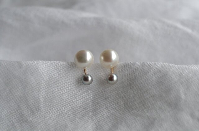 Akoya Pearl twin pierce K10の画像1枚目
