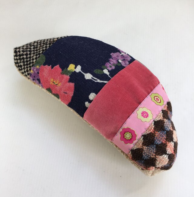 sale【送料無料】 半円ポーチ ヴィンテージ柄とピンクの画像1枚目