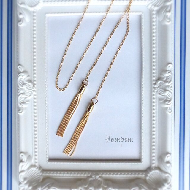 タッセルのＹ字ロングネックレス ホムポム