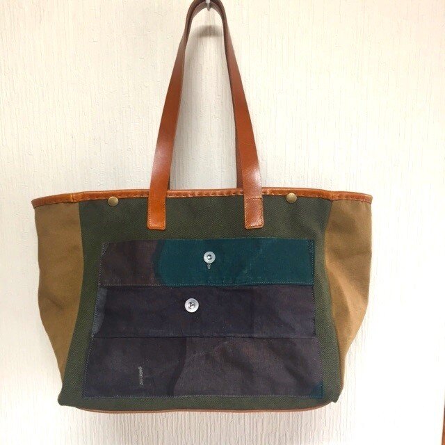 masako様オーダー分・バイオウォッシュ帆布とバッファローレザーのビッグトートバック
