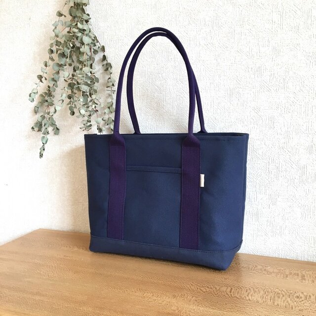 【受注制作】帆布トートバッグ M ネイビー×ネイビーの画像1枚目