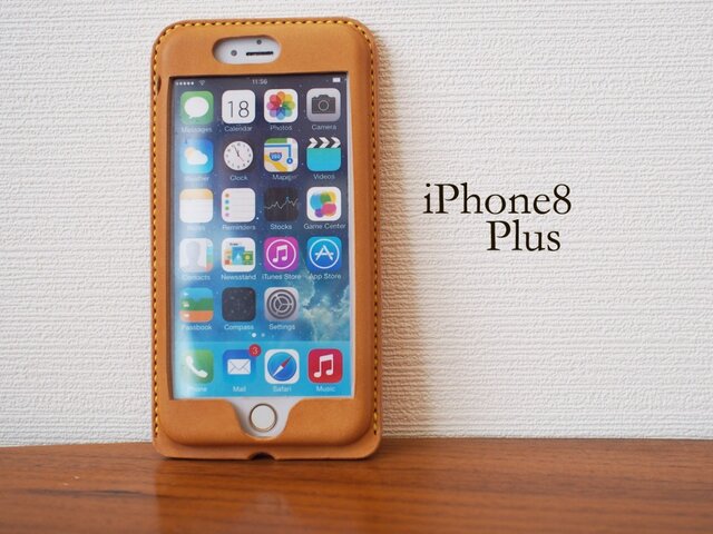 iPhone8Plus カバー　ケース【名入れ・選べる革とステッチ】の画像1枚目