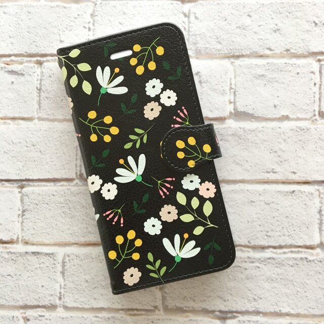 ボタニカル柄Ⅱ スマホケース 手帳型 【受注生産】アンドロイド iPhoneケース 花柄の画像1枚目