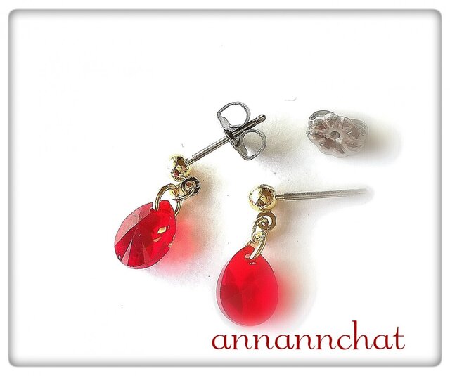 SWAROVSKI ピアス　高級感　赤石　可愛い　雫 it-59bcdd04a7eb1-1200.jpg
