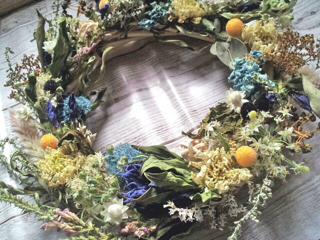 お月見のケイトウドライフラワーリース！Atelier kouan | iichi