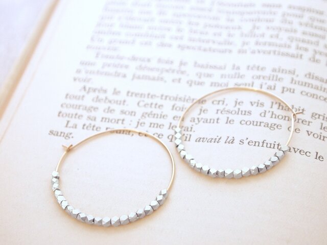 14KGF Metal Beads Hoops SV / Sの画像1枚目