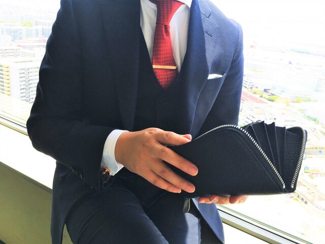 本革 ロングウォレット "Cayman" ケイマン ブラックの画像1枚目