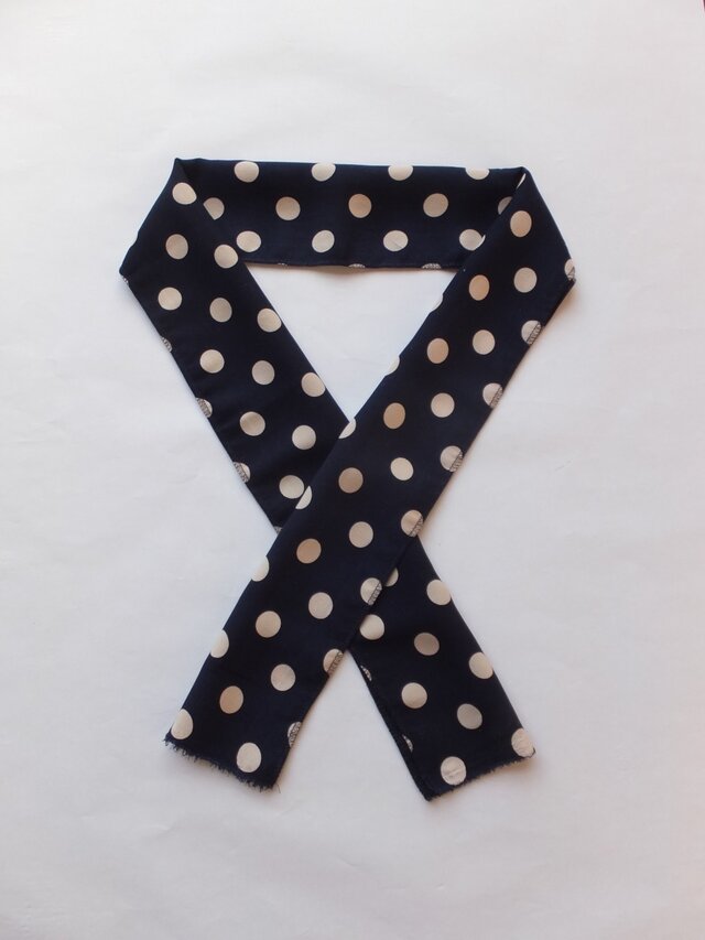 半襟　「ノスタルジー」紺×ベージュ　大人水玉 6