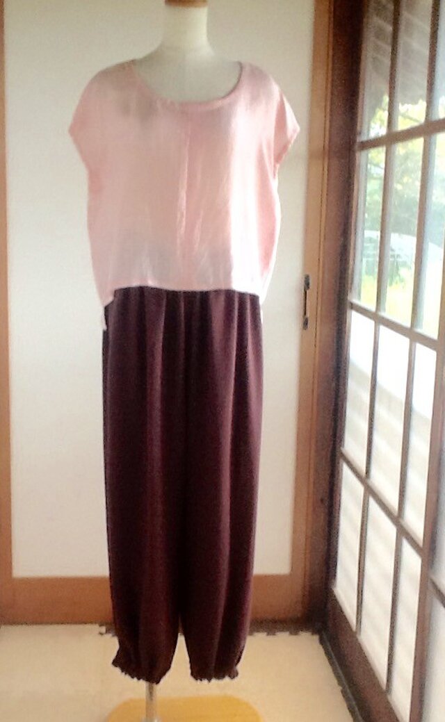 葡萄茶色のお出かけもんぺ