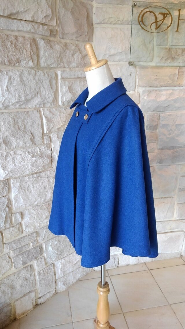 ☆送料無料☆【 ケープコート 】英国ロイヤルブルー ダイアナ元妃