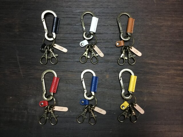 牛革のカラビナキーホルダー♯全6色【郵便送料無料サービス】の画像1枚目