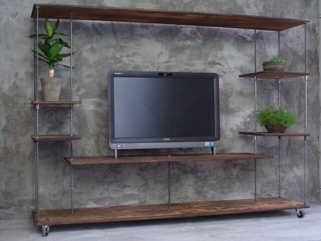 wood iron shelf 1010*1360*300の画像1枚目