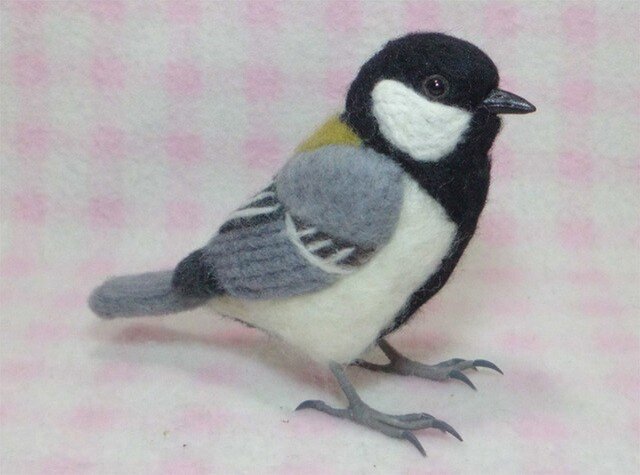 リアル シジュウカラ ほぼライフサイズ 四十雀 羊毛フェルト 受注作成