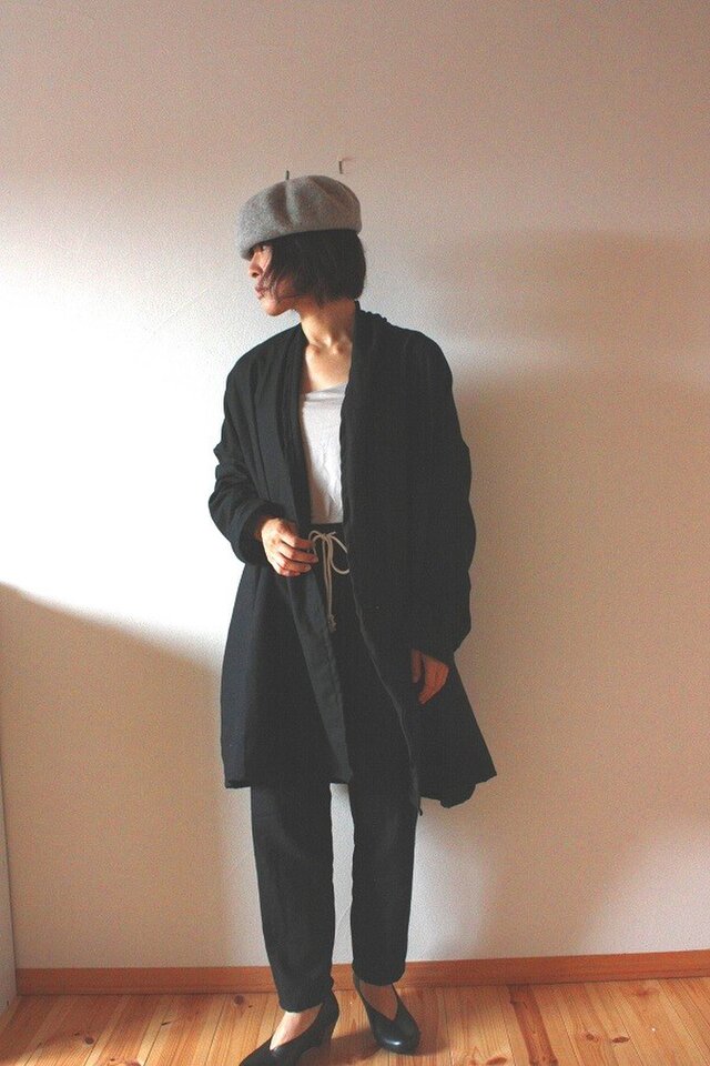 ショール風のドロップショルダーカーデ