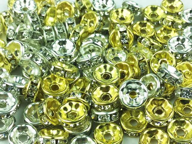 送料無料 ロンデル 8mm 平型 ゴールド シルバー 100個 スペーサー アクセサリー ハンドメイド 素材 (AP0024)の画像1枚目