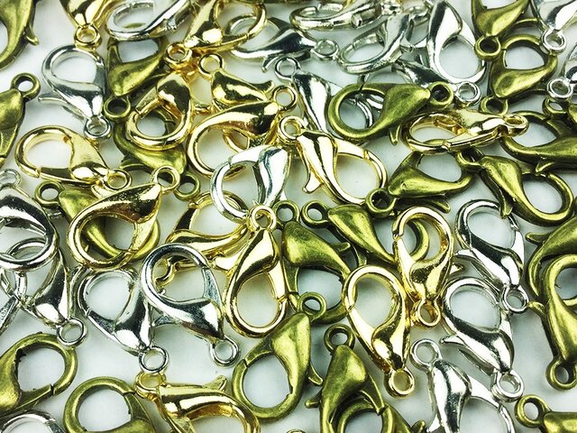送料無料 カニカン 12mm 3色 90個 ゴールド シルバー アンティーク アクセサリー ストラップ 素材 (AP0025)の画像1枚目