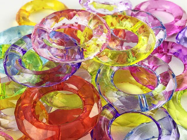送料無料 アクリルビーズ 大 30mm 30個 丸 浮き輪 マリン ドーナツ アクセサリー ビーズ パーツ AP0231の画像1枚目