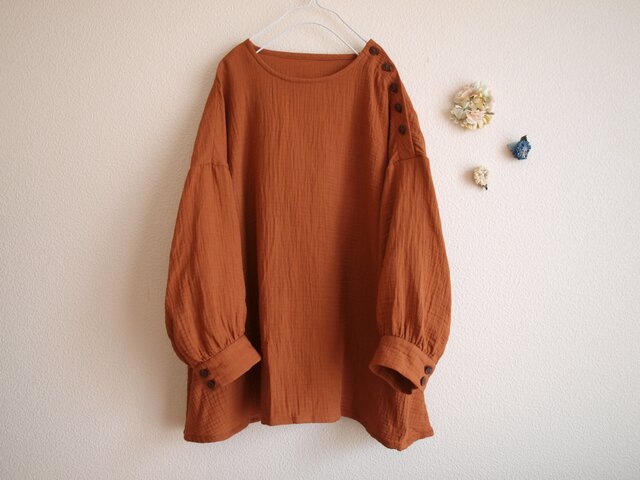 COTTON ブラウス *テラコッタ* size FREEの画像1枚目