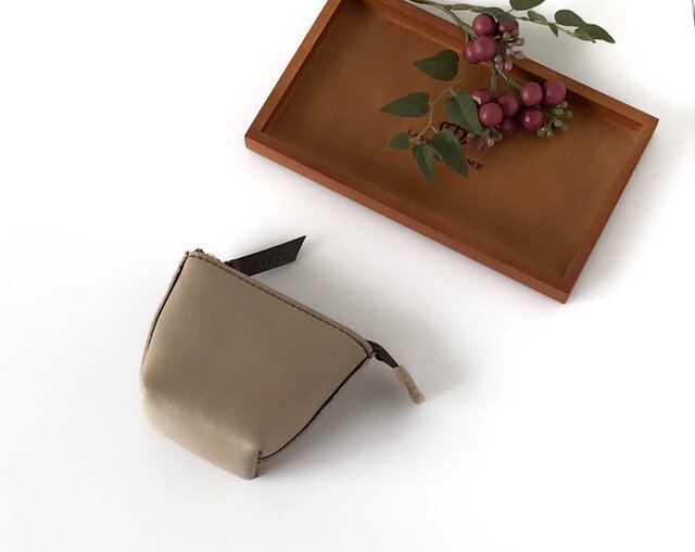 本革のミニポーチ⑤(beige)の画像1枚目