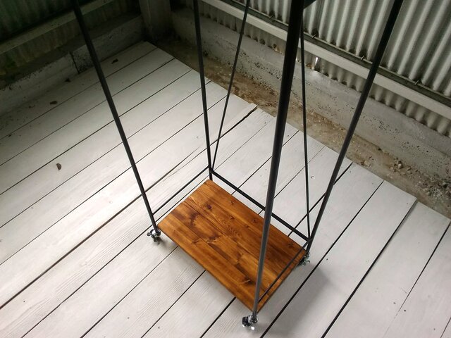 アイアン ウッド ハンガーラック コンパクト （キャスター付き）《頑丈