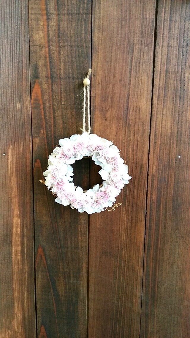 千日紅と紫陽花の小さなリースの画像1枚目