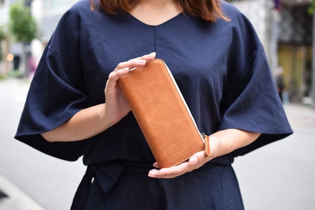 姫路産 馬革 オールレザーで仕上げた長財布 L型 手もみ