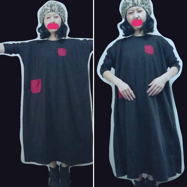 ウールニットのドルマンスリーブワンピース