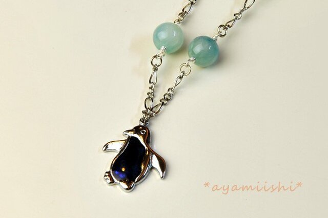 夏色ジェイドのペンギンネックレス Iichi ハンドメイド クラフト作品 手仕事品の通販