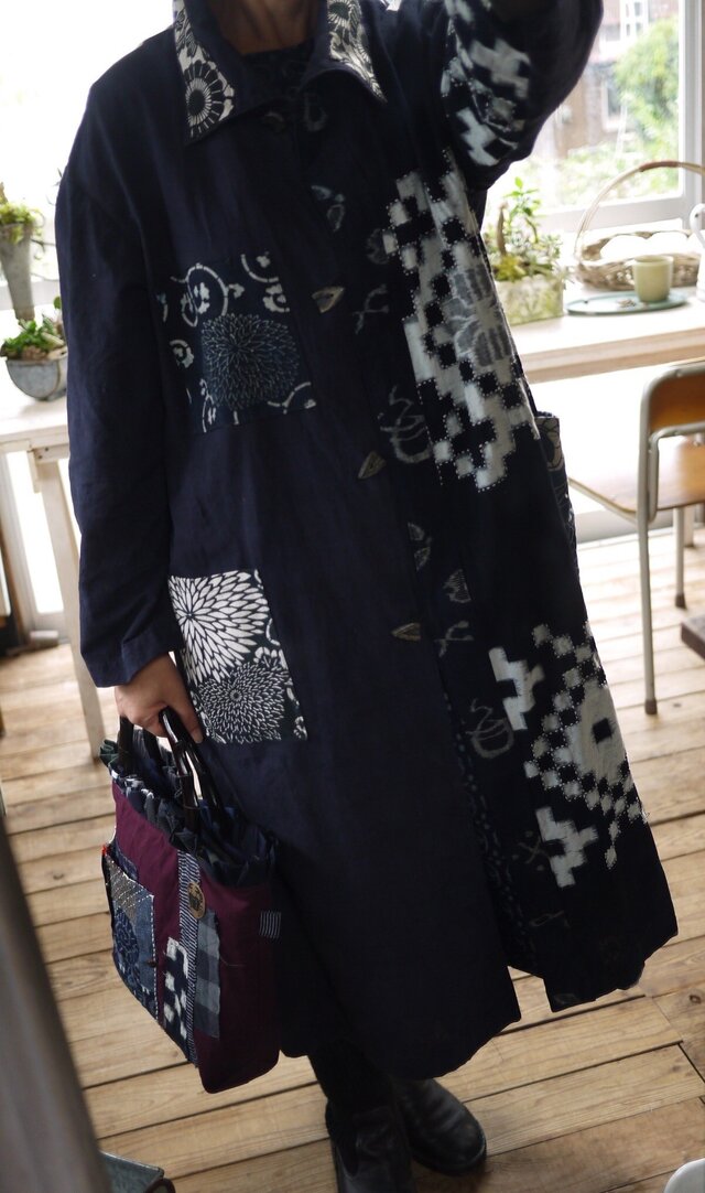 筒描と古布の刺し子コート | iichi 日々の暮らしを心地よくする