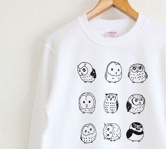 フクロウがいっぱい スウェットの画像1枚目