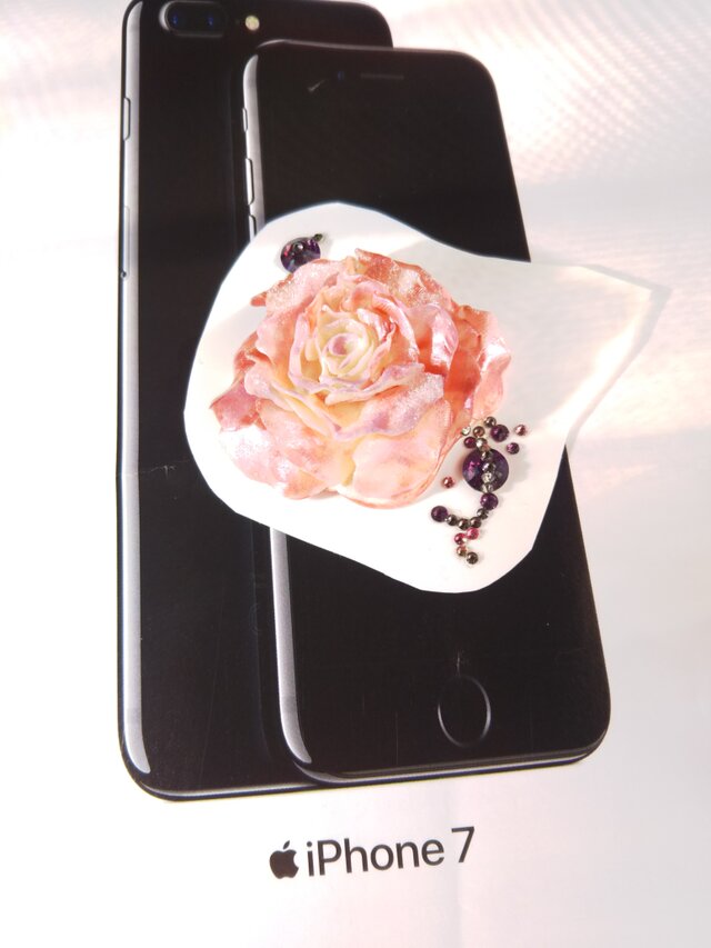 スワロフスキー★3Dデコシール 薄ピンクのバラの花の画像1枚目