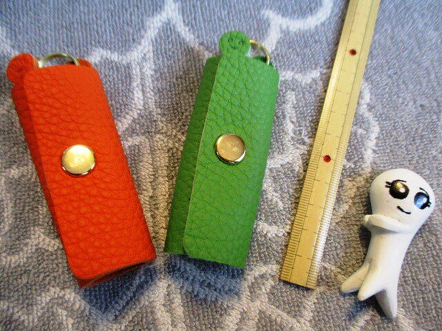 ペアセット】鍵1本・ちょっと突き出た革キーケース ミニ ゴールド