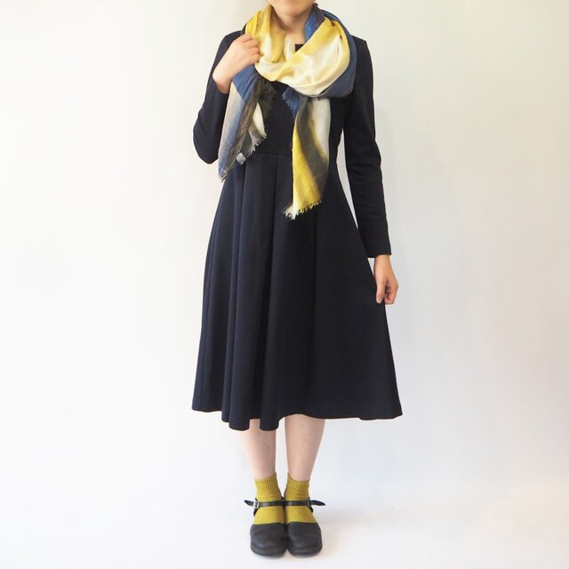 【XS-LL受注制作】アーミッシュ風シンプルワンピース◇ダークネイビー *コットン素材*