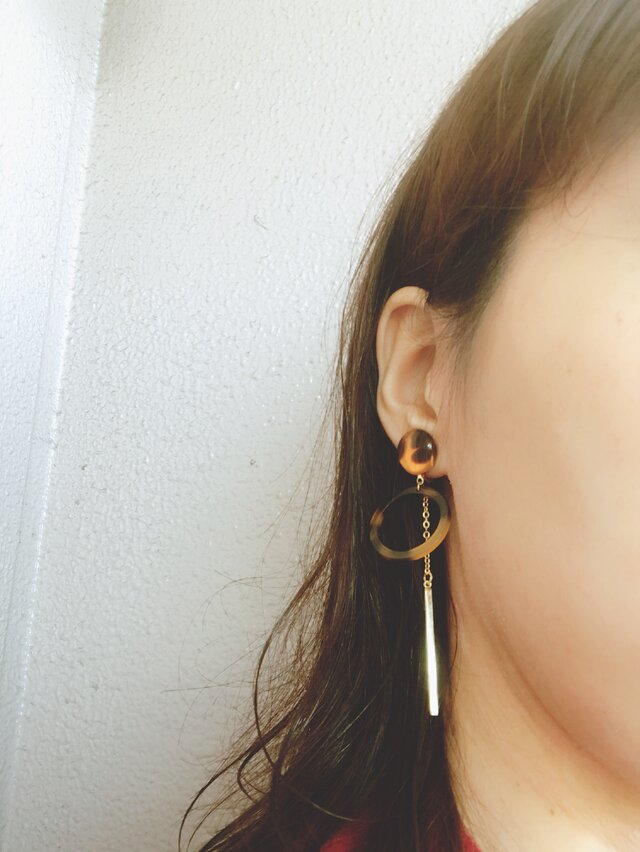 べっ甲パーツイヤリングの画像1枚目